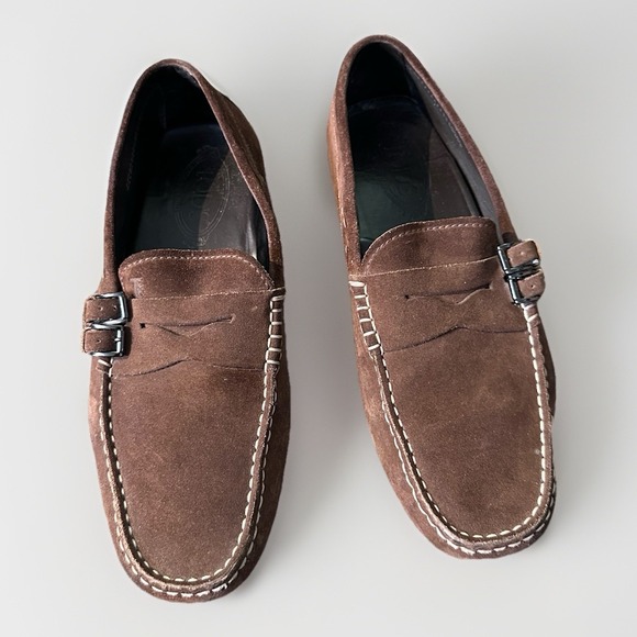 TOD\'S BROWN SUEDE DRIVER PENNY LOAFER MEN\'S SIZE 8